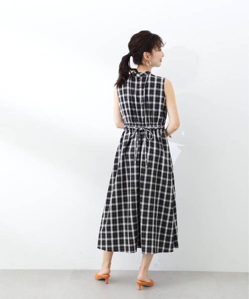 N.（N. Natural Beauty Basic）（エヌエヌナチュラルビューティーベーシック）の「【S Size Line】◆スタンドネックフレアワンピース（ワンピース・レディース・ネイビー/チェック/マスタード・SMALL/MEDIUM）」の5枚目の写真