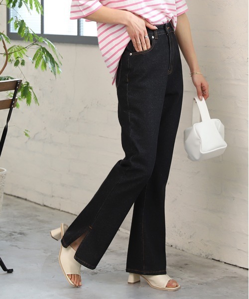 ad thie(アドティエ)の「デニムパンツ サイドスリット ハイウエスト SML(デニムパンツ・レディース・ブルー/ライトブルー/ブラック系・MEDIUM/LARGE/SMALL)」の2枚目の写真