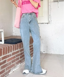 デニムパンツ サイドスリット ハイウエスト SML