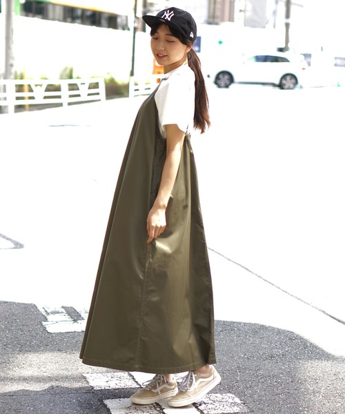 BROOKLYN OVERALL（ブルックリンオーバーオール）の「エプロンマキシワンピ（ワンピース・レディース・カーキ/ベージュ・FREE）」の8枚目の写真