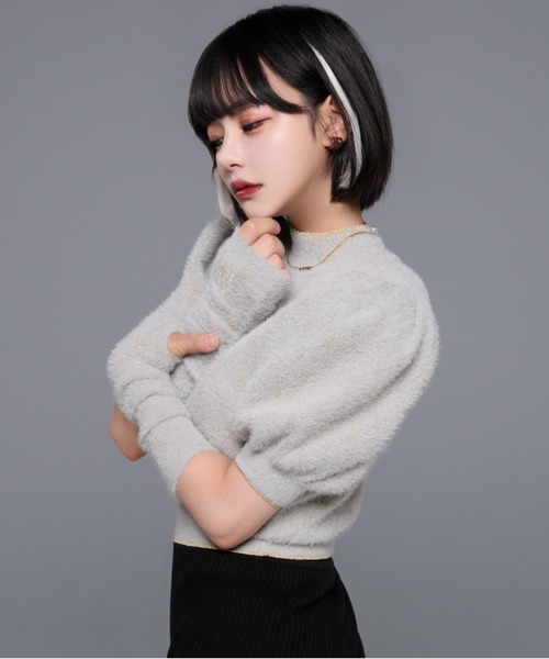 adree（アドリー）の「arm warmers puff sleeve glitter knit / アームウォーマーパフスリーブグリッターニット（ニット/セーター・レディース・グレー/ブラウン・FREE）」の7枚目の写真