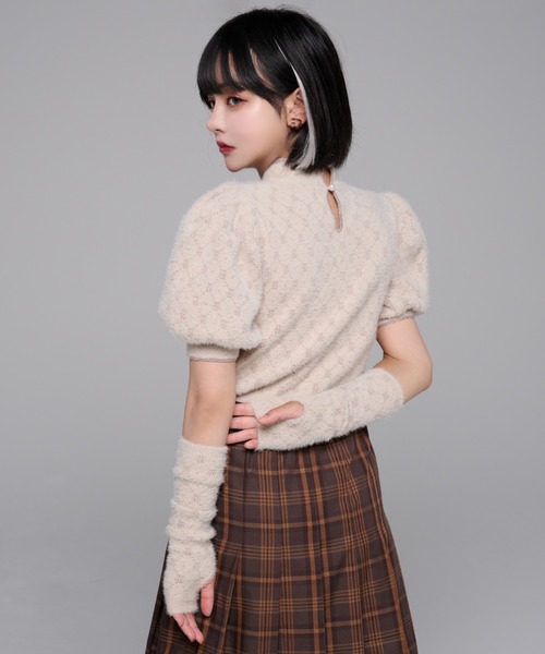 adree（アドリー）の「arm warmers puff sleeve glitter knit / アームウォーマーパフスリーブグリッターニット（ニット/セーター・レディース・グレー/ブラウン・FREE）」の5枚目の写真