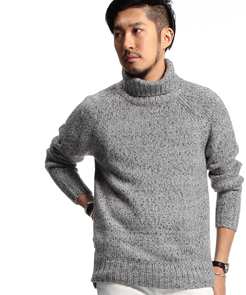 B:MING by BEAMS（ビーミングバイビームス）の「【OCEANS12月号掲載】ビーミング by ビームス /  MIXバルキータートルネックニット（ニット/セーター・メンズ・ネイビー/グレー・LARGE/X-LARGE/MEDIUM/SMALL）」の2枚目の写真