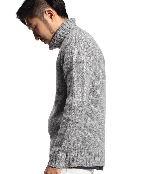 B:MING by BEAMS（ビーミングバイビームス）の「【OCEANS12月号掲載】ビーミング by ビームス /  MIXバルキータートルネックニット（ニット/セーター・メンズ・ネイビー/グレー・LARGE/X-LARGE/MEDIUM/SMALL）」の8枚目の写真