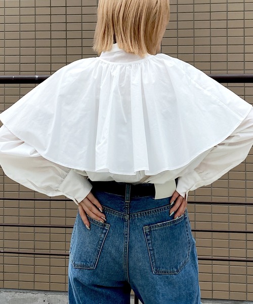 PAGEBOY（ページボーイ）の「ケープセットブラウス（シャツ/ブラウス・レディース・ホワイト/ブラック・FREE）」の5枚目の写真