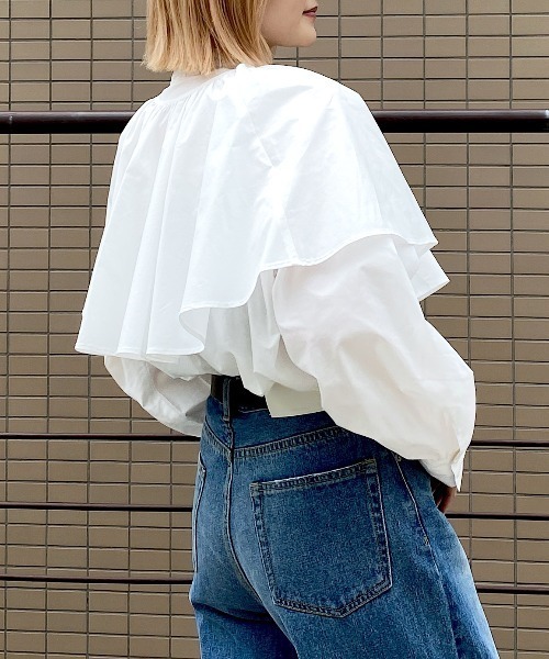 PAGEBOY（ページボーイ）の「ケープセットブラウス（シャツ/ブラウス・レディース・ホワイト/ブラック・FREE）」の6枚目の写真