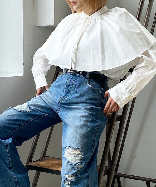 PAGEBOY（ページボーイ）の「ケープセットブラウス（シャツ/ブラウス・レディース・ホワイト/ブラック・FREE）」の7枚目の写真