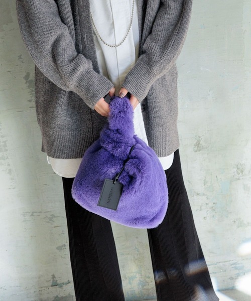HEREIAM(ヘレイアム)の「【HEREIAM】トリッキーFUR BAG(ハンドバッグ・レディース・パープル/ブラウン系その他/ライトグレー/オレンジ/ピンク/ネイビー/スカイブルー/バイオレット/イエロー/ターコイズブルー/ブラウン系・FREE)」の8枚目の写真