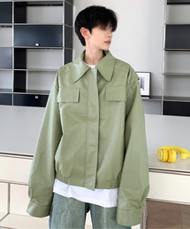 EFFECTION（エフェクション）の「【neos -addictive design-】ルーズ ボックスシルエット ショート丈 合成皮革 ジップ ジャケット（ブルゾン）」