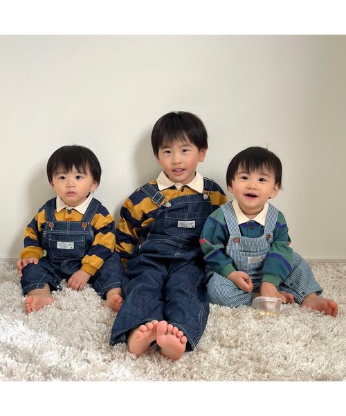 BREEZE（ブリーズ）の「【リンクコーデ可能】シェフサロペット（サロペット/オーバーオール・キッズ・その他10/キナリ/インディゴブルー・90/100/110/120）」の6枚目の写真