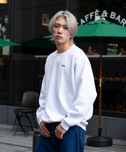 FILA(フィラ)の「【FILA/フィラ】ワンポイントロゴ刺繍 裏起毛クルーネックトレーナー(スウェット・メンズ・杢グレー/ホワイト/グリーン/ブラック・LARGE/MEDIUM/X-LARGE)」の8枚目の写真