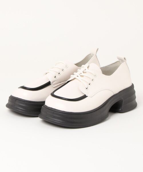 STYLEBLOCK(スタイルブロック)の「厚底レースアップマニッシュシューズ(パンプス・レディース・ブラック/ベージュ/オフホワイト・39/38/37)」の3枚目の写真