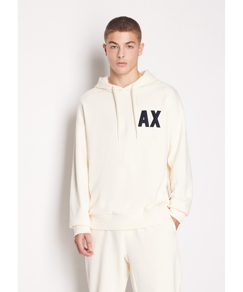 ARMANI EXCHANGE（アルマーニエクスチェンジ）の「【A|X アルマーニ エクスチェンジ】AXロゴ フード付きスウェットパーカー (UNISEX CAPSULE)（パーカー・メンズ・グレイッシュブルー/ネイビー/ホワイト/モスグリーン/アイボリー・SMALL/X-LARGE/X-SMALL/LARGE/MEDIUM）」の14枚目の写真