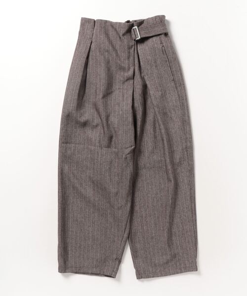 terrace（テラス）の「アシメラップストライプワイドパンツ ベルト付き ウエストゴム（その他パンツ・レディース・ブラウン/チャコール/ネイビー・MEDIUM）」の19枚目の写真
