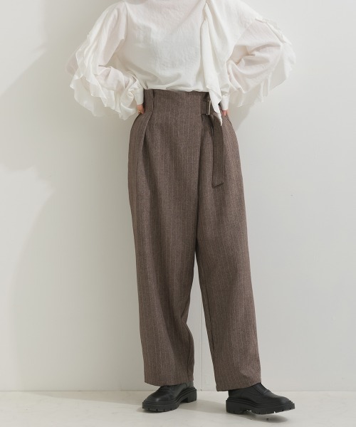 terrace（テラス）の「アシメラップストライプワイドパンツ ベルト付き ウエストゴム（その他パンツ・レディース・ブラウン/チャコール/ネイビー・MEDIUM）」の20枚目の写真