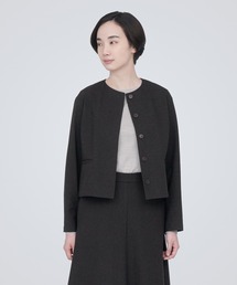無印良品（ムジルシリョウヒン）の「ストレッチ起毛ノーカラージャケット（シャツ/ブラウス・レディース）」