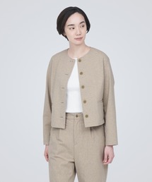 ストレッチ起毛ノーカラージャケット
