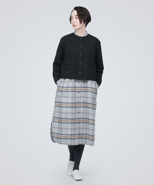 無印良品(ムジルシリョウヒン)の「ストレッチ起毛ノーカラージャケット(シャツ/ブラウス・レディース・ライトベージュ/ダークグレー/ダークブラウン・S/M/XL/L)」の4枚目の写真