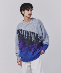 tk.TAKEO KIKUCHI | K’ Project by あゆた カラースイッチフリンジデザインニット(ニット/セーター)