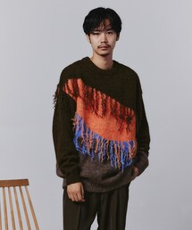 tk.TAKEO KIKUCHI | K’ Project by あゆた カラースイッチフリンジデザインニット(ニット/セーター)