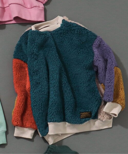 BREEZE(ブリーズ)の「【あったか】ファーフリーストレーナー(スウェット・キッズ・キャメル/オフホワイト/ブラック/ピンク/アイボリー/レインボー・80/150/120/110/100/140/130/90)」の1枚目の写真