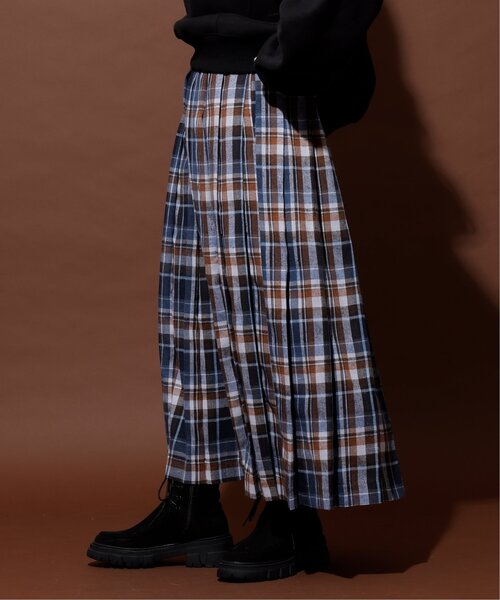 チェックワイドプリーツスカート