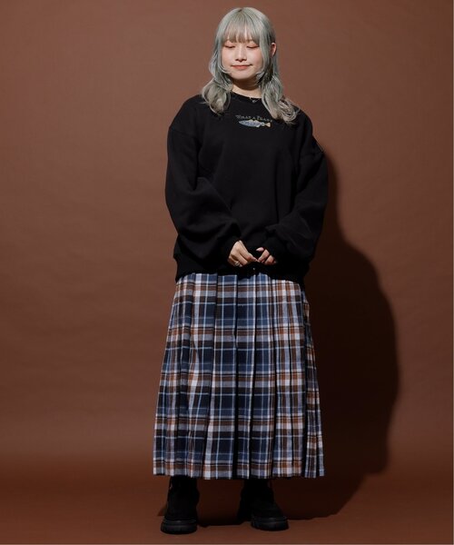 DOUBLE NAME(ダブルネーム)の「チェックワイドプリーツスカート(スカート・レディース・レッド/ネイビー・FREE)」の5枚目の写真