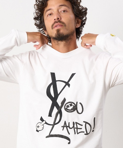 mlt4534-5.6ozコットン天竺 「YOU SLYED!」発泡＆サガラパッチLS Tシャツ