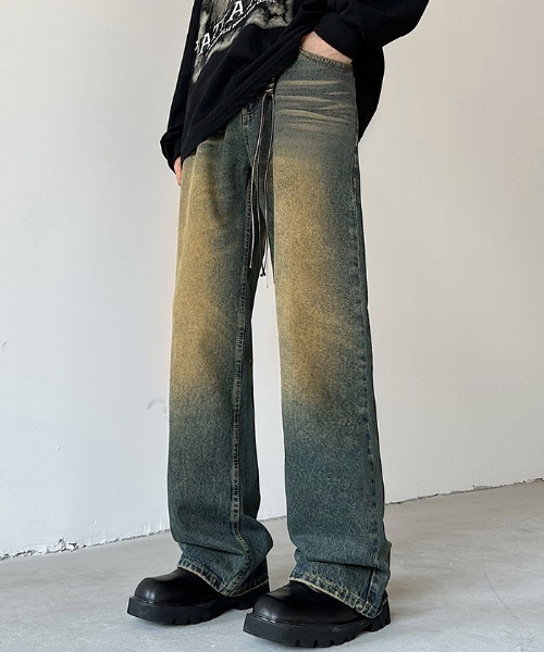 Auntie Rosa(アンティローザ)の「レトロビンテージウォッシュダメージフレアデニムパンツ(デニムパンツ・メンズ・ブルー・MEDIUM/LARGE/X-LARGE)」の3枚目の写真