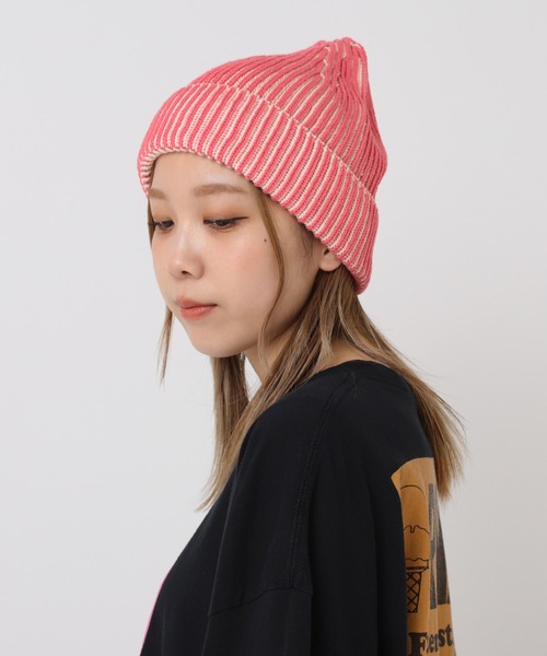 RNA(アールエヌエー)の「E4979 2カラーリブニットCAP(ニットキャップ/ビーニー・レディース・ライトグリーン/ピンク/ブラック×ホワイト・FREE)」の17枚目の写真