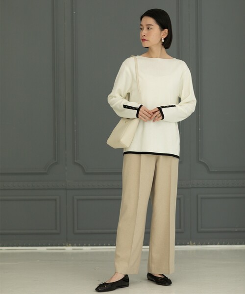 OPAQUE.CLIP（オペークドットクリップ）の「◆≪SS-LLsize≫ 6color/配色デザインボートネックニット【イージーケア/洗濯機洗い可】（ニット/セーター・レディース・ブルー系9/グレー系4/ピンク系1/ブラック系4/ベージュ系その他7/ホワイト系5・42/38/40/34/36）」の22枚目の写真