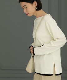 OPAQUE.CLIP | ≪SS-LLsize≫ 6color/配色デザインボートネックニット【イージーケア/洗濯機洗い可】(ニット/セーター)