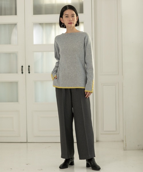 OPAQUE.CLIP（オペークドットクリップ）の「◆≪SS-LLsize≫ 6color/配色デザインボートネックニット【イージーケア/洗濯機洗い可】（ニット/セーター・レディース・ブルー系9/グレー系4/ピンク系1/ブラック系4/ベージュ系その他7/ホワイト系5・42/38/40/34/36）」の13枚目の写真