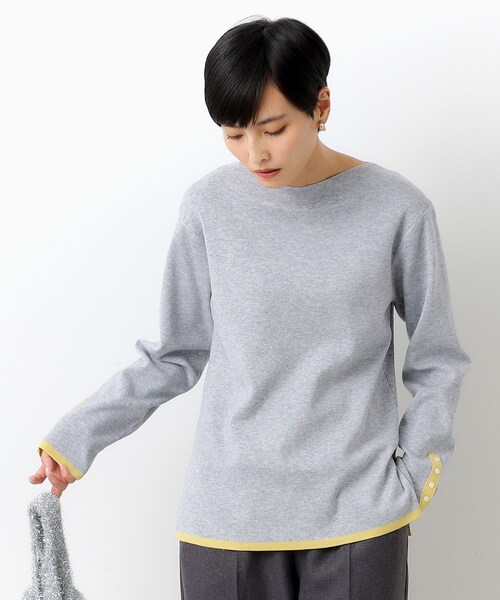 OPAQUE.CLIP（オペークドットクリップ）の「◆≪SS-LLsize≫ 6color/配色デザインボートネックニット【イージーケア/洗濯機洗い可】（ニット/セーター・レディース・ブルー系9/グレー系4/ピンク系1/ブラック系4/ベージュ系その他7/ホワイト系5・42/38/40/34/36）」の8枚目の写真