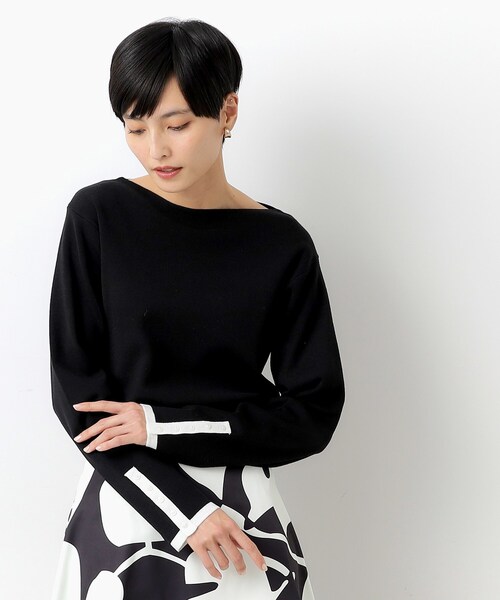 OPAQUE.CLIP（オペークドットクリップ）の「◆≪SS-LLsize≫ 6color/配色デザインボートネックニット【イージーケア/洗濯機洗い可】（ニット/セーター・レディース・ブルー系9/グレー系4/ピンク系1/ブラック系4/ベージュ系その他7/ホワイト系5・42/38/40/34/36）」の9枚目の写真