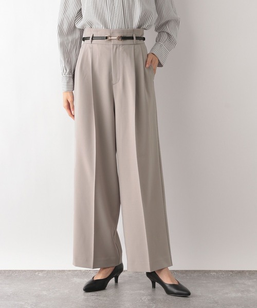 GLOBAL WORK(グローバルワーク)の「お手入れらくらくSET UPワイドパンツ/MATINEE LINE/993315(その他パンツ・レディース・ブラック系9/ライトグレー/スミクロ・SMALL/MEDIUM/LARGE)」の3枚目の写真