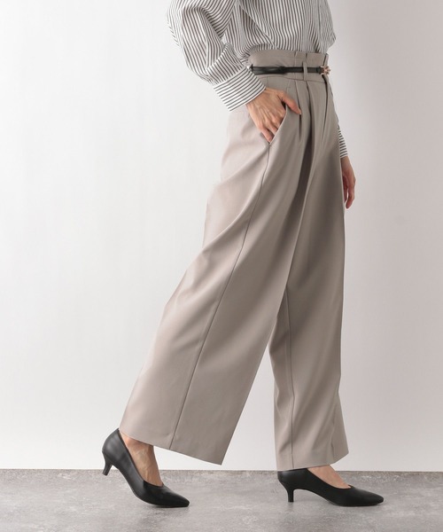 GLOBAL WORK(グローバルワーク)の「お手入れらくらくSET UPワイドパンツ/MATINEE LINE/993315(その他パンツ・レディース・ブラック系9/ライトグレー/スミクロ・SMALL/MEDIUM/LARGE)」の12枚目の写真
