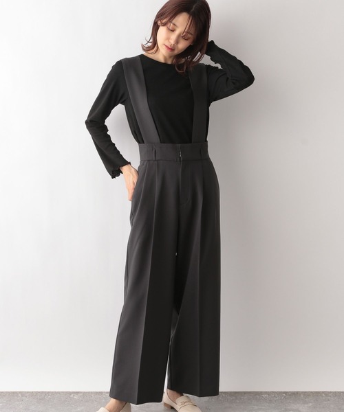 GLOBAL WORK(グローバルワーク)の「お手入れらくらくSET UPワイドパンツ/MATINEE LINE/993315(その他パンツ・レディース・ブラック系9/ライトグレー/スミクロ・SMALL/MEDIUM/LARGE)」の15枚目の写真