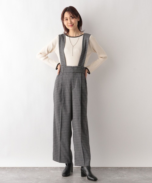 GLOBAL WORK(グローバルワーク)の「お手入れらくらくSET UPワイドパンツ/MATINEE LINE/993315(その他パンツ・レディース・ブラック系9/ライトグレー/スミクロ・SMALL/MEDIUM/LARGE)」の4枚目の写真