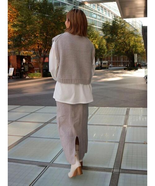 Green　Parks（グリーンパークス）の「ケーブルニットスカート（スカート・レディース・ベージュ/アイボリー/杢グレー・FREE）」の16枚目の写真