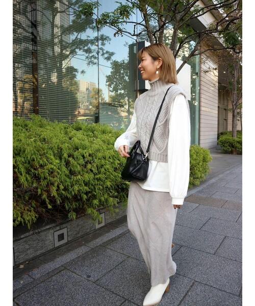 Green　Parks（グリーンパークス）の「ケーブルニットスカート（スカート・レディース・ベージュ/アイボリー/杢グレー・FREE）」の19枚目の写真