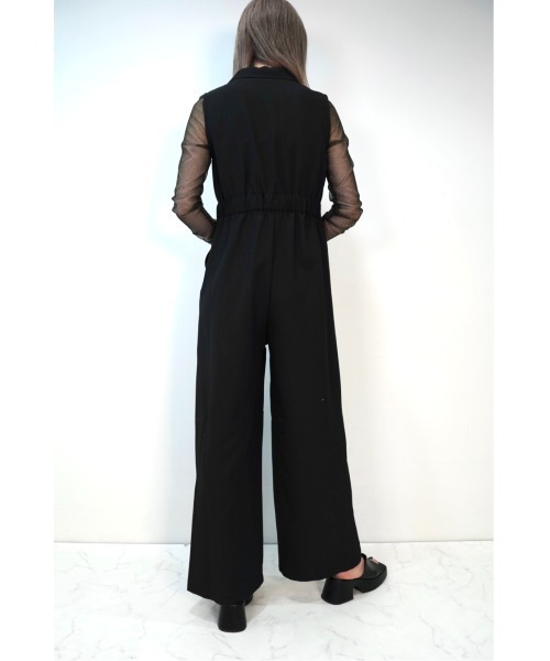 CECIL McBEE（セシルマクビー）の「襟付きオールインワン（サロペット/オーバーオール・レディース・ブラック/グレー・MEDIUM/LARGE）」の6枚目の写真