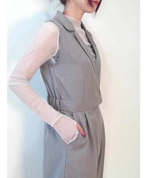 CECIL McBEE（セシルマクビー）の「襟付きオールインワン（サロペット/オーバーオール・レディース・ブラック/グレー・MEDIUM/LARGE）」の10枚目の写真