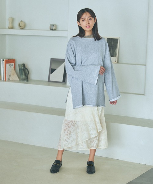 mysty woman(ミスティウーマン)の「シアーラメボトルネックプルオーバー 109876(Tシャツ/カットソー・レディース・チャコールグレー/アイボリー/ベージュ系その他・FREE)」の7枚目の写真