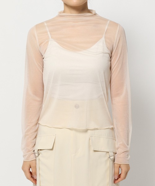 mysty woman(ミスティウーマン)の「シアーラメボトルネックプルオーバー 109876(Tシャツ/カットソー・レディース・チャコールグレー/アイボリー/ベージュ系その他・FREE)」の12枚目の写真