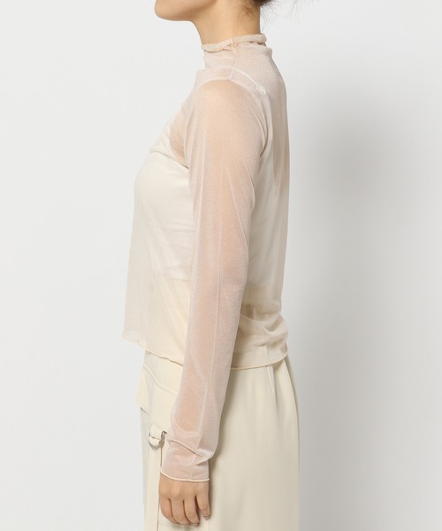 mysty woman(ミスティウーマン)の「シアーラメボトルネックプルオーバー 109876(Tシャツ/カットソー・レディース・チャコールグレー/アイボリー/ベージュ系その他・FREE)」の13枚目の写真