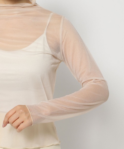 mysty woman(ミスティウーマン)の「シアーラメボトルネックプルオーバー 109876(Tシャツ/カットソー・レディース・チャコールグレー/アイボリー/ベージュ系その他・FREE)」の17枚目の写真