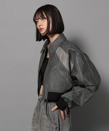 Anui | 【UNISEX/選べる着丈】ヴィンテージフェイクレザーブルゾン(ブルゾン)