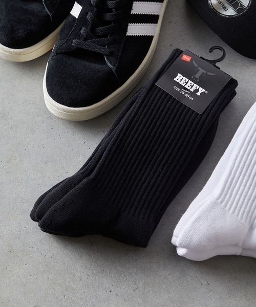 HANES（ヘインズ）の「【Hanes/ヘインズ】HMSBW001  BEEFY フルレングスソックス2P（ソックス/靴下・メンズ・ブラック/ホワイト・25cm～27cm）」の2枚目の写真