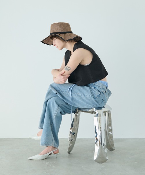 Aunt Marie's(アントマリーズ)の「バイカラージュートフリルHAT(ハット・レディース・ブラウン/ベージュ・FREE)」の15枚目の写真